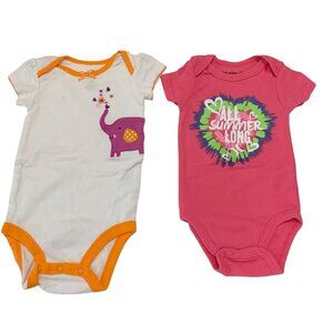 Lot of 2 Bodysuits Girls Infant baby Size 3 6 months Short sleeve Hurley Pink Al
